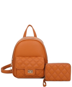 Quilted Classic Backpack 2-in-1 Set PU461M2 BROWN